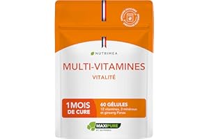 LABORATOIRES NUTRIMEA Multivitamines et Minéraux – Avec Ginseng - Vitamines A, B1, B2, B3, B5, B6, B8, B9, B12, C, D3, E, Magnésium, Sélénium et Zinc - Energie, Vitalité, Immunité - Fabrication Française - Nutrimea