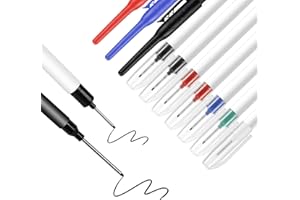DENFATORY Confezione da 10 pennarelli per fori profondi, pennarelli per legno estesi da 20 mm e 45 mm, marcatore per fori profondi, 5 colori, adatti per la marcatura di legno e pareti