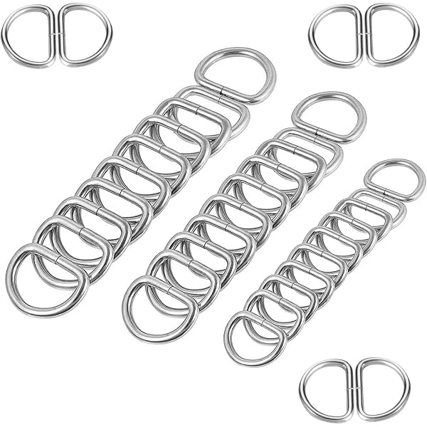 Sourcing Map 5pcs Métal D Anneau Doré 16mm - Boucles D-Anneaux Pour Sacs, Ceintures & Bricolage