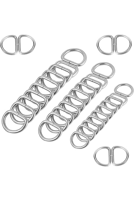 Sourcing Map 5pcs Métal D Anneau 1.6"(40mm) D