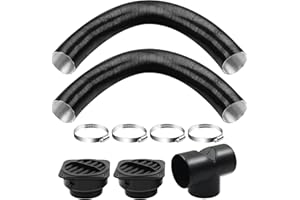 HOIIME Air Diesel Heater Set, 75mm Heater Car Auto Pipe Ducting T/Y Branch Warm Air Outlet Vent Kit 2pcs 75mm Tuyere + 4 Clips (T-Type 2)