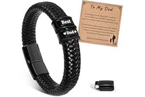 VU100 Gifts for Dad Father's Day Gift Dad Bracelet Men's Leather Bracelet To My Dad Gift Creative Gift for Him Love You Forever Bracelet Christmas Day Birthday Gift for Daddy Father (Brown/Black)