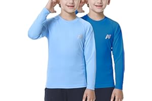 MEETWEE Niño Camiseta Natación Manga Larga con UV Protección Solar, UPF 50+ Camiseta de baño Rashguard Secado Rápido para Surf Piscina Playa