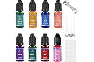 ‎VIKY VIKY® Kerzenfarbe Set 8-farbig Flüssige Kerzenfarben zum Gießen - Hochkonzentrierte Kerzenwachs Farbe für Sojawachs & Bienenwachs - Inkl. 10 Dochte, Sticker & Dochthalter - DIY Kerzen selber machen
