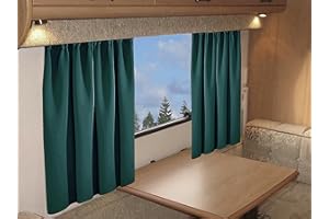 Olivia Rocco Cortinas opacas de tejido liso para caravanas, autocaravanas, autocaravanas, autocaravanas, paneles plisados, tela lisa (verde esmeralda, 114 x 121 cm)