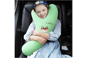 OHAANYY Reisekissen Kinder Auto, Schlafkissen Für Auto Kinder, Reisekissen, Y Form Kinder Auto Kissen, Flugzeug Nackenkissen Für Lange Reisen, Reisekissen Für Erwachsene Und Kinder (Grün)