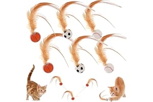 HBSFBH Palla Rimbalzante per Gatti con Piuma, 6Pcs P-alline di Pi-ume per G-atti, Pa-lline Rim-balzanti per Ga-tti con Piu-ma, Palla Rimbalzan-te per Gat-ti, Pa-lla per Gatt-i che Rimbalza con Pium-e (M1)