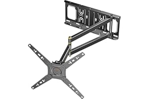WHYFONE Soporte TV Pared con Brazo Largo de 655 mm, Soporte Pared TV Articulado con 180° Rotación e +5°/ -12° Inclinación para Televisores y Monitores de 13-50 Pulgadas, Max. VESA 300x300mm hasta 35kg