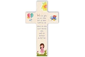 Fritz Cox Kinderkreuz 'Wo ich gehe, wo ich stehe' Mädchen 15cm natur