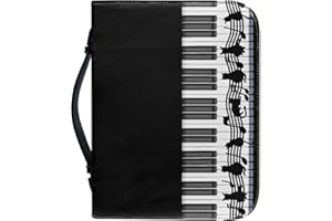 Kuiaobaty Piano Music Print Bible Cover Carrier, Cats Musicnotes Book Carrying Bag with Inside Slots, Fits Standard Size Bible