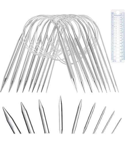 Produktbild von Edelstahl Rundstricknadeln 80 Cm, 8 Stück Rundstricknadel Set