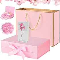 Usmilegift Sacchetto Regalo Per Neonata - Rosa Con Arcobaleno, 33x26x12 Cm, Con Carta Velina E Biglietto - 4