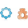 BeeBaby Teethers for 6 to 12 Months BPA Free. Cooling Water Filled Baby Teether, Soft Teething Toy for Babies with Carry Case, Soothes Gums and Easy to Grip. 100% BPA, PVC Free. (Ring & Teddy - Blue_Orange, Pack of 2)