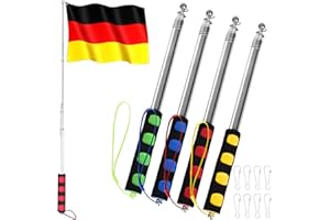 NIZIRIOO 4 Pezzi Asta Telescopica Per Bandiera, Asta Bandiera Telescopica, Asta Portabandiera Telescopica, Aste Bandiera Telescopiche Con 8 Ganci Per Viaggi Gite Insegnanti Per Guida Turistica In Campeggio