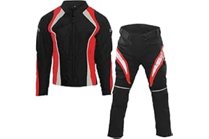 WinNet Completo da Moto 2 Pezzi Giacca e Pantaloni con Protezioni Omologate