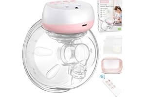 Jheppbay Wearable Breast Pump Electric,12 Levels & 3 Modes Leak-Proof Hands-Free Breastfeeding Pump BPA Free with Remote Control, LCD, Portable Wireless Breast Pump 1PC
