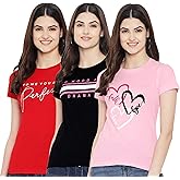 Preneum Women's Cotton Regular Fit Latest Graphic Stylish Printed Short Sleeves Casual T-Shirt |Trend & Styles