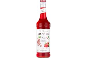 MONIN Sirop de Fraise Bonbon pour Cocktail, Limonade et Eau Plate - Arômes Naturels - 70cl