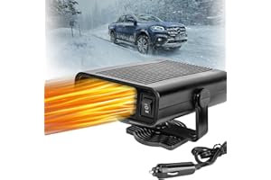 CARSEATTY Calefacción portátil coche 12V termoventilador coche 2 en 1 aire caliente y aire natural, parabrisas coche calentamiento rápido descongelación para coche pequeño espacio, niebla y descongelación del