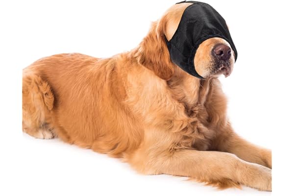 Xuniea Dog Calming Cap Dog Blindfold Shading Eye Cover Pet Anxiety Mask Muzzle Noise Ear Muffs for Noise Cancelling Grooming Anti Car Sickness(X-Large)