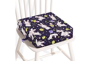 APEXXUS Sitzerhöhung Stuhl Kind, Cartoon Tragbares Sitzerhöhung Kleinkinder Esszimmerstuhl ErhöHen Pad Esszimmer Boostersitze mit 2 Sicherheitsschnalle Gurte Kindersitzkissen