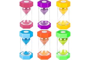 Zorplex Set di 6 Clessidre Colorate per Bambini, Timer 1/3/5/10/15/30 Minuti, Ideale per Cucina, Casa, Studio, Giochi e Attività Quotidiane