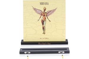 Decibelvibe Schallplattenregal aus Holz, jetzt spielender Ständer, Wandhalterung, um Ihre Lieblings-Vinyl-Schallplatten zu präsentieren, Einzel- und Doppel-Vinyl-Display (schwarz)