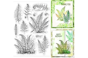 ‎GLOBLELAND LOBLELAND Frühling Blätter Silikon Stempel 4.3x6.3 Zoll Farne Pflanzen Klare Stamps Silikonstempel für DIY Journal Scrapbooking Fotoalbum Stempelset 11x16cm