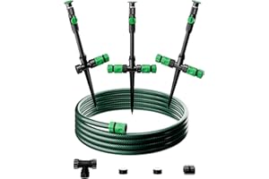 RESTMO Gartensprenger, Rasensprenger mit Erdspieß, 360°Verstellbarer Rasensprenger & Schlauch-Set zur Gartenbewässerung, Gartensprinkler mit Schnellverbinder, Ideal zur Rasenbewässerung, Grün