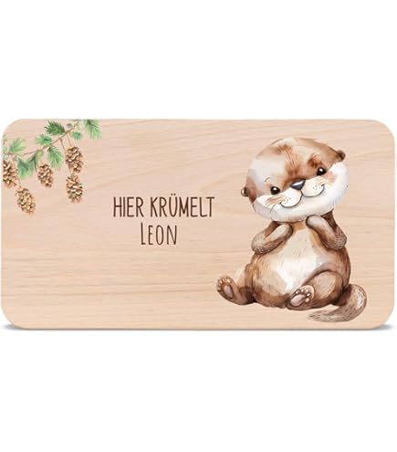 Mr. & Mrs. Panda Schneidebrett Mit Otter Herz Gravur – Bambusholz, 22,5x14,5x1 Cm, Perfektes Liebesgeschenk