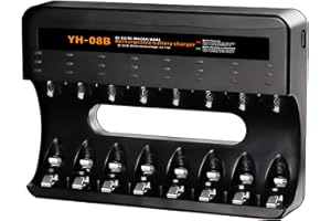 WAEUUKKPO AA AAA Battery Charger Universal Battery Charger Intelligent Smart Battery Charger for AA/AAA NI-MH NI-CD Rechargeable Batteries (8 Slot)