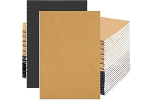 DWIYITTN 24 Pack A5 Kraft Notebooks, 60 Pages Blank Travel Journal Memo Notepad Planner Perfect for Kids Travelers Students Office School, 14.5 x 21cm (Black and Brown)