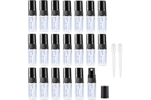 Apstaqeoo 20Pcs, 3Ml Empty Glass Spray Bottles with Scale - Clear Mini Sample Perfume Atomizer Vial Travel Bottles Set with Fine Mist Sprayer & Black Dust Cap Perfect for Fragrance, Essential Oils