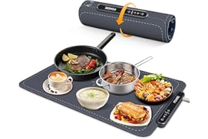 ‎FOHERE FOHERE Warmhaltematte für Speisen, 3-Temperaturstufen, rollbarer Lebensmittelgrad-Silikon-Wärmematte, 3-Stunden-Automatik-Abschaltung, tragbare Lebensmittelwärmer für Partys, Buffets, zu Hause