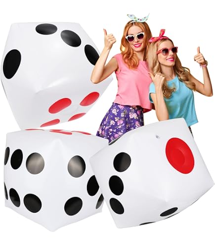 Lot De 3 Dés Géants Gonflables 30cm - PVC Pour Piscine, Jardin, Fêtes - Jouet Extérieur/Intérieur