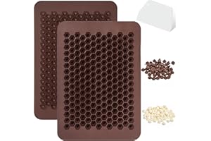 Webake Lot de 2 moules en silicone pour pépites de chocolat, 202 cavités, conformité LFGB 2, biologique, produits non laitiers, minigomme, ganache; pour décoration de gâteaux (1 grattoir inclus)