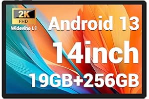 FASTWD Tablet 14 Pollici Android 13,2024 Newest tablet 19GB RAM+256GB ROM,11580mAh,Octa-Core,5G WiFi,2000 * 1200 incell FHD+,Widevine L3,13MP+8MP,Google GMS/GPS/BT5/Tablet con fondina,Nero