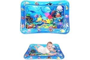 Zenovate Tapis Eau Bebe Eveil, Tummy Time Tapis d'eau Bébé Gonflable, Tapis Sensoriel Bébé pour tout-petits, Cadeau Bebe Jouet Bebe 3 6 9 12 Mois, Bleu