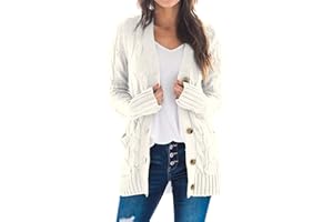 Uusollecy Gilet Long Femme Cardigan Ouvert Manches Longues Ouverte sur Le Devant avec Patte De Boutonnage Et Poches Décontracté Veste Long Tricoté Pull Manteau Couleur