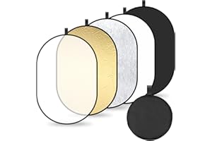 BLUCENT 5 in 1 Light Reflector 60 * 90cm Portable Oval Photography Diffuser Collapsible for Photo Studio Portrait Product Indoor Outdoor Shooting (Translucent/Silver/Gold/White/Black)