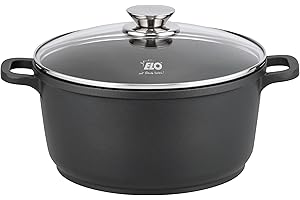 ELO Alucast Kochtopf 24 cm mit Glasdeckel, aus hochwertigem Aluminiumguss - hochwertig, antihaftbeschichtet, PFAS-frei mit ELODUR Select Beschichtung, induktionsgeeignet, schwarz