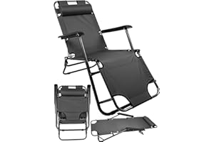 MalTec Leżak ogrodowy, składany leżak plażowy, regulowany, szary, stal, do 120 kg