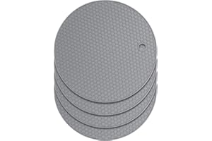 4 Pcs Silikon Topfuntersetzer, Pitasha Silikon Untersetzer, hitzebeständige Topflappen, Multifunktional Hitzebeständig Topflappen rutschfest Wabenmuster, hitzebeständige Matte (Grau)