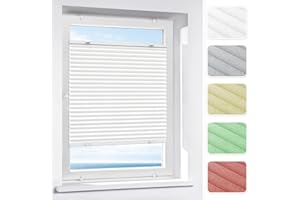 Victoria M. Indiva Lite Tenda Plissettata per Porte e Finestre Montaggio Senza Foratura con Supporto Klemmfix, 65 x 100 cm, Bianco