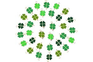 yisight Clover Lucky Charm Pendants, 48 Pieces Lucky Charm Clover Pendants, Key Fob Clover, Small Lucky Charm, for DIY Crafts, Jewellery, Ornaments, Key Chain, Stainless Steel, No Gemstone