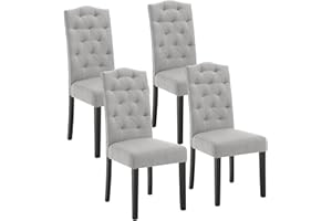 Lestarain 4-częściowy zestaw krzeseł do jadalni, krzesło kuchenne z wysokim oparciem, tapicerowane krzesło z lnianym obiciem, nowoczesne krzesła, do jadalni, kuchni, salonu, nogi z litego drewna,