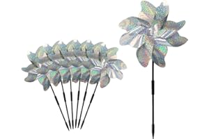 GVSAVY 7 Pieces of Bird Repelling Windmill, Windmill Bird Repelling Agent, Silver Reflective Bird Repelling Windmill, Garden Orchard Bird Repelling Device, Farmland Bird Repelling Windmill