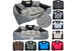 KING DOG Legowisko kojec dla psa kota, Poduszka dla psa, Personalizowane - imię psa, Wodoodporny materiał, nadaje się do prania, Silikonowe wypełnienie (M 75 x 65 cm, Ciemnoszary)