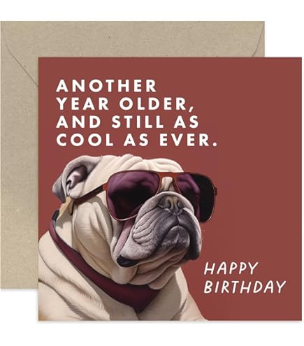 Bulldog Skateboard Birthday Card - Funny Dog With Sunglasses Greeting Card