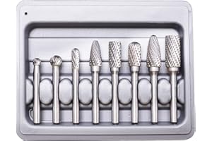 SPTA Fraises Rotatives, Double Coupe de Tungstène Burres, 8 Pièces Double Coupe de Tungstène Burres Rotatives en Carbure Massif En Acier Set 6mm Queue Pour Outils Rotatifs perceuse électrique -CTBSE